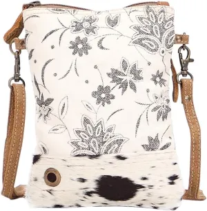 Myra Bag Bloom Bleach Upcycled Canvas & Cowhide Small Crossbody Bag S-1501