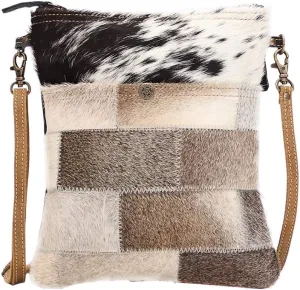 Myra Bag Cube Upcycled Leather & Cowhide Crossbody Bag S-1482