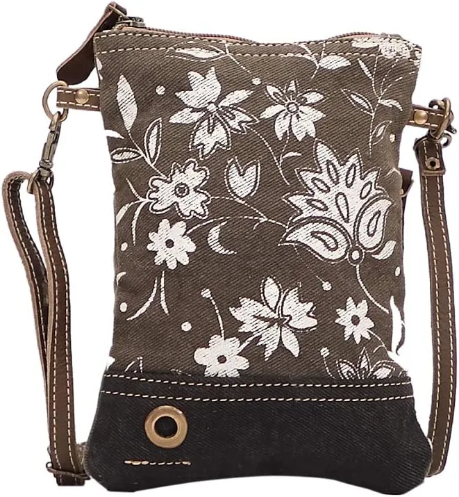 Myra Bag Dusky Bleach Upcycled Canvas & Leather Small Crossbody Bag S-1509