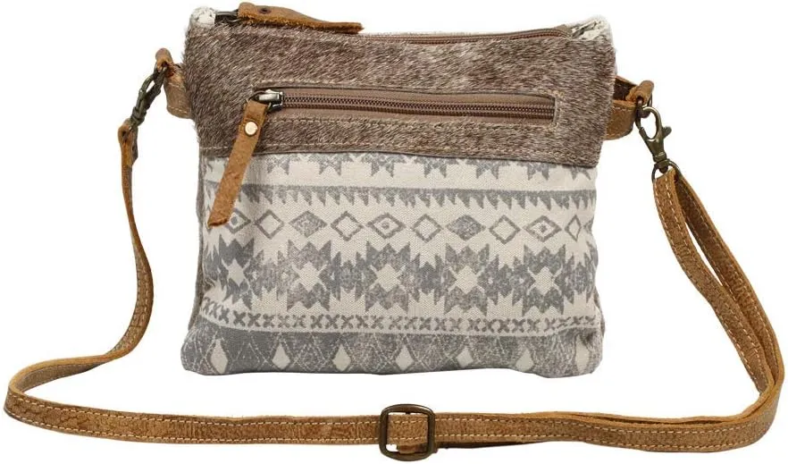 Myra Bag Floral Upcycled Canvas & Cowhide Leather Small Crossbody Bag S-1219