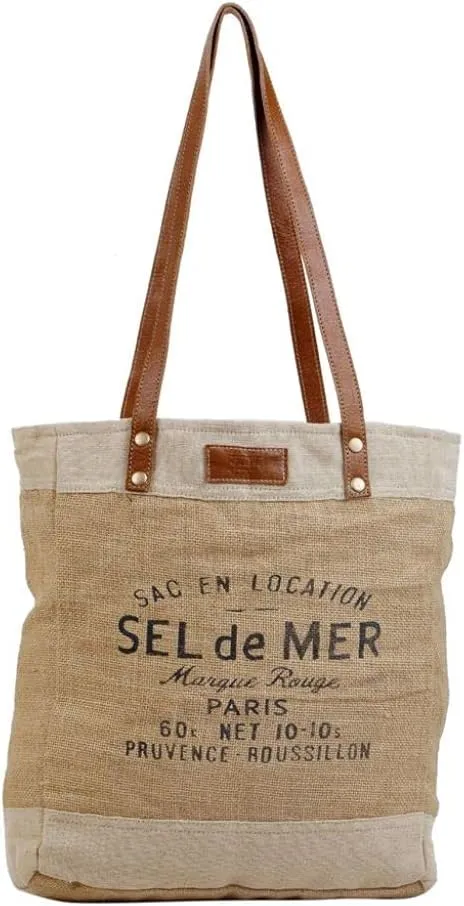 Myra Bag Go Green Organic Fabric Market Bag Upcycled Cotton & Leather S-2889