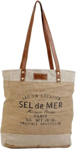 Myra Bag Go Green Organic Fabric Market Bag Upcycled Cotton & Leather S-2889
