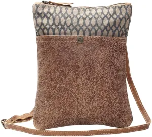 Myra Bag Honey Bee Leather & Upcycled Canvas Crossbody Bag S-1152