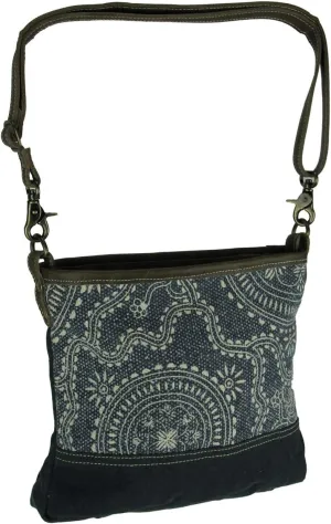 Myra Bag Navy Kilim Upcycled Canvas Shoulder Bag S-1320