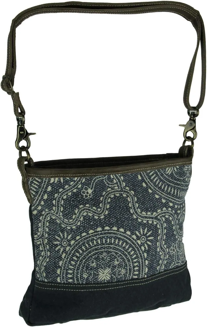 Myra Bag Navy Kilim Upcycled Canvas Shoulder Bag S-1320
