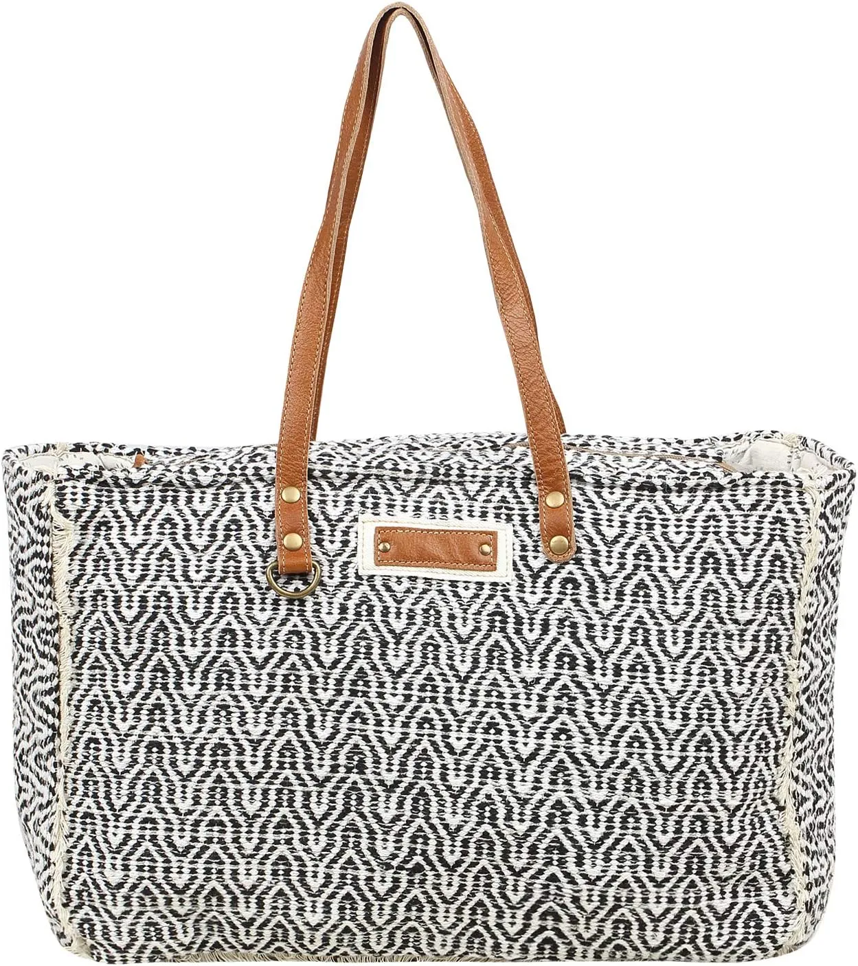 Myra Bag Pasty Upcycled Canvas Cotton & Leather Weekender Bag S-1554