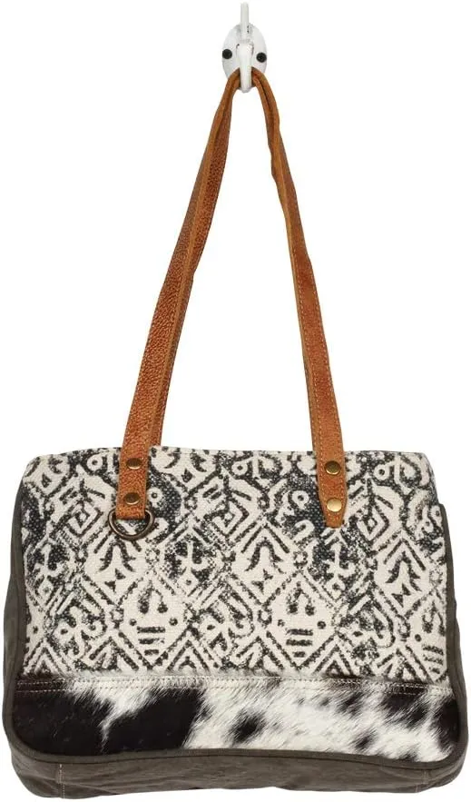 Myra Bag Spencer Upcycled Canvas & Cowhide Leather Bag S-1246