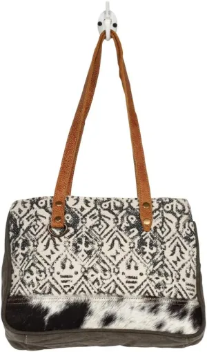 Myra Bag Spencer Upcycled Canvas & Cowhide Leather Bag S-1246