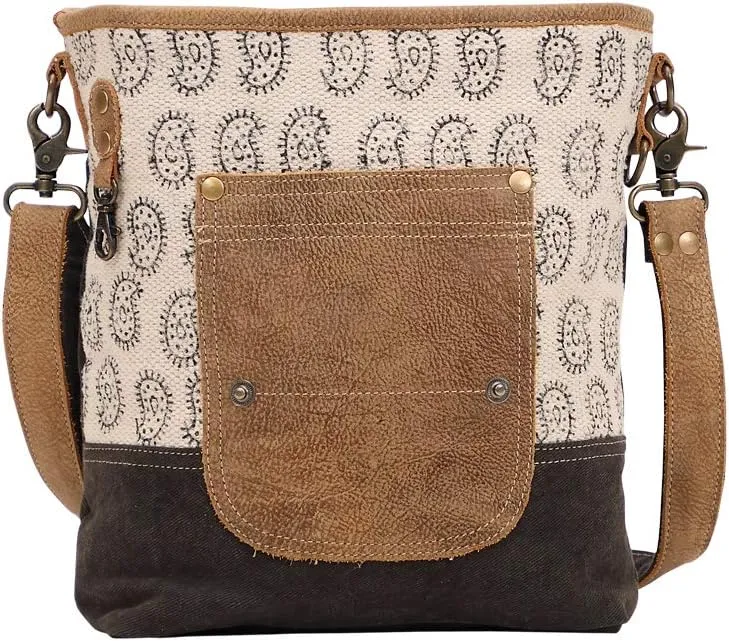 Myra Bag Tango Print Upcycled Canvas & Leather Shoulder Bag S-1436