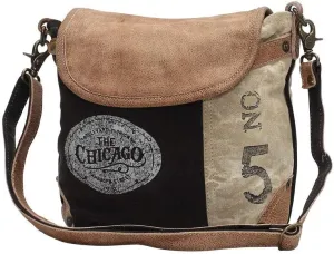 Myra Bag The Chicago Upcycled Canvas & Leather Shoulder Bag S-0947