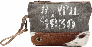 Myra Bag Vintage 1930 Upcycled Canvas Wristlet Bag S-1144