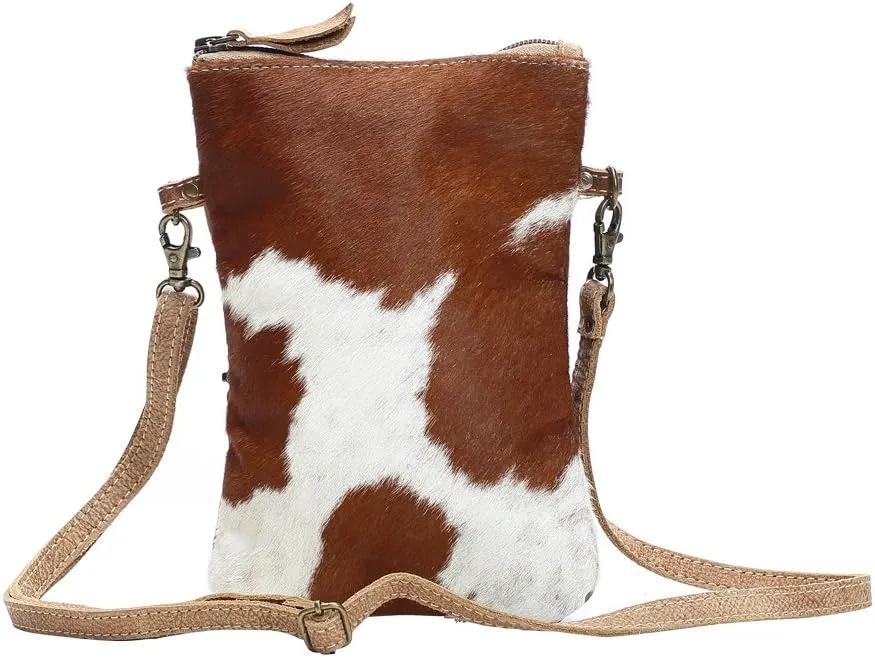 Myra Bag White & Brown Cowhide Crossbody Bag S-1173