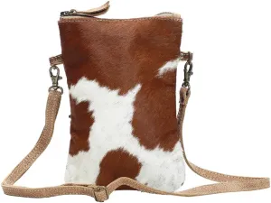 Myra Bag White & Brown Cowhide Crossbody Bag S-1173