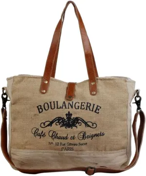 Myra Bag Wholesome Organic Fabric Market Bag Upcycled Cotton & Leather S-2888