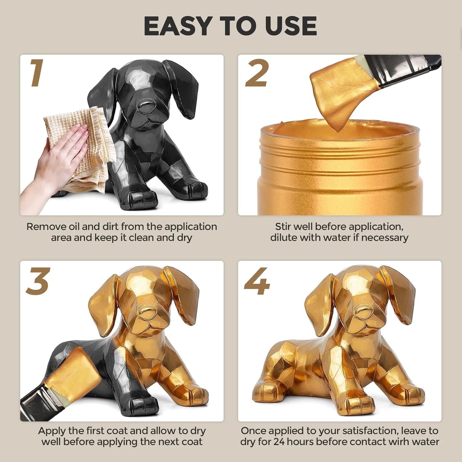 Nicpro Acrylic Paint Metallic Gold, 33.8oz/1000ml Large Gold Leaf Paint, Non Toxic, Non Fading for Art Painting, Handcrafts, Ideal for Multi-surface, Canvas, Wood, Clay, Fabric, Metal, Furniture