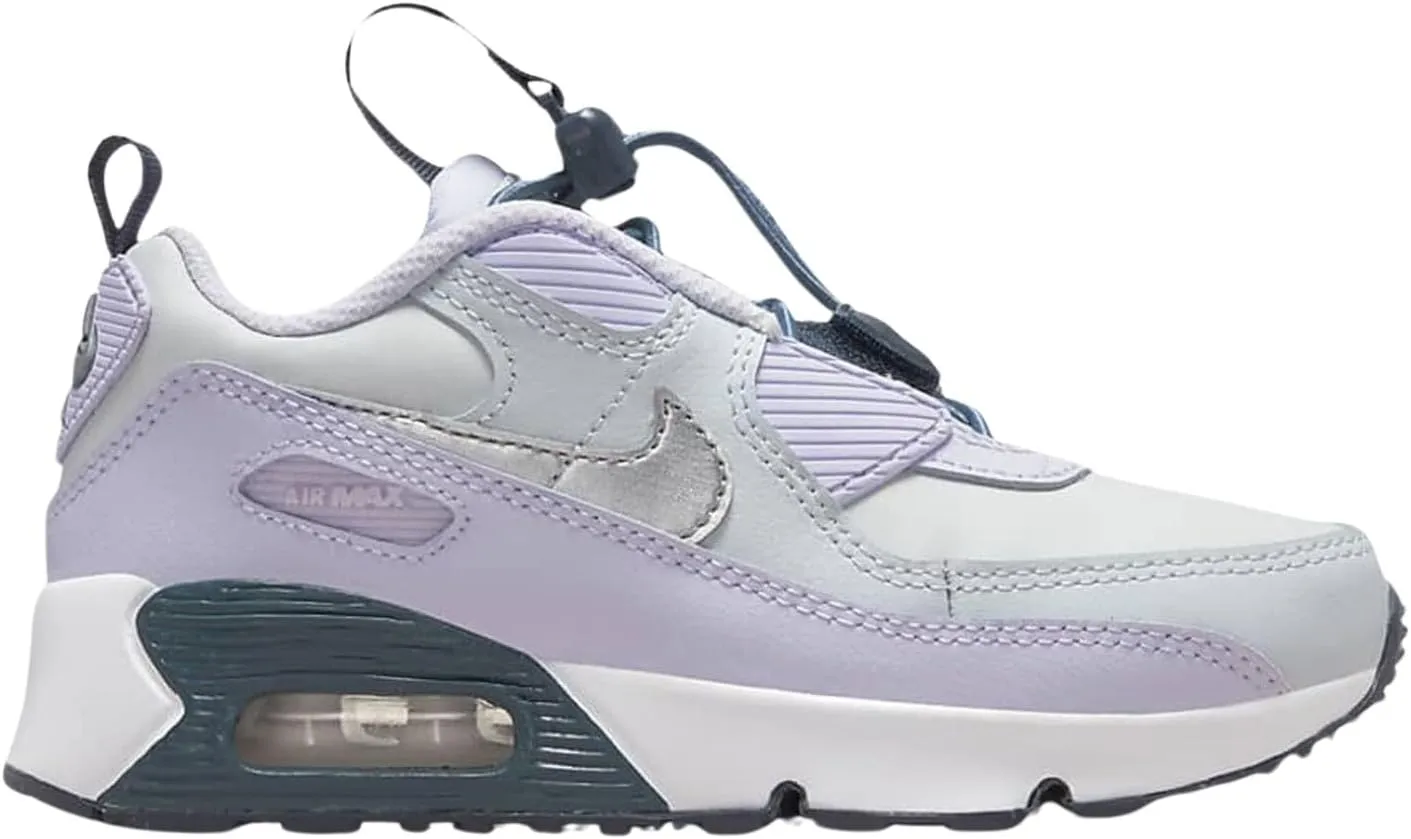Nike Air Max 90 Toggle Little Kids' Shoes Size - 13.5 Pure Platinum/Metallic Silver