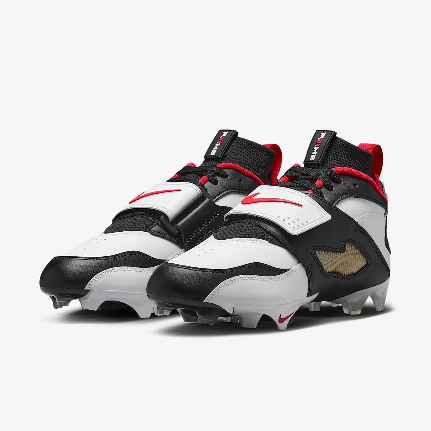 Nike Diamond Turf 93 TD Football Shoes (HF5298-100, White/Black/Metallic Gold/Fire Red)