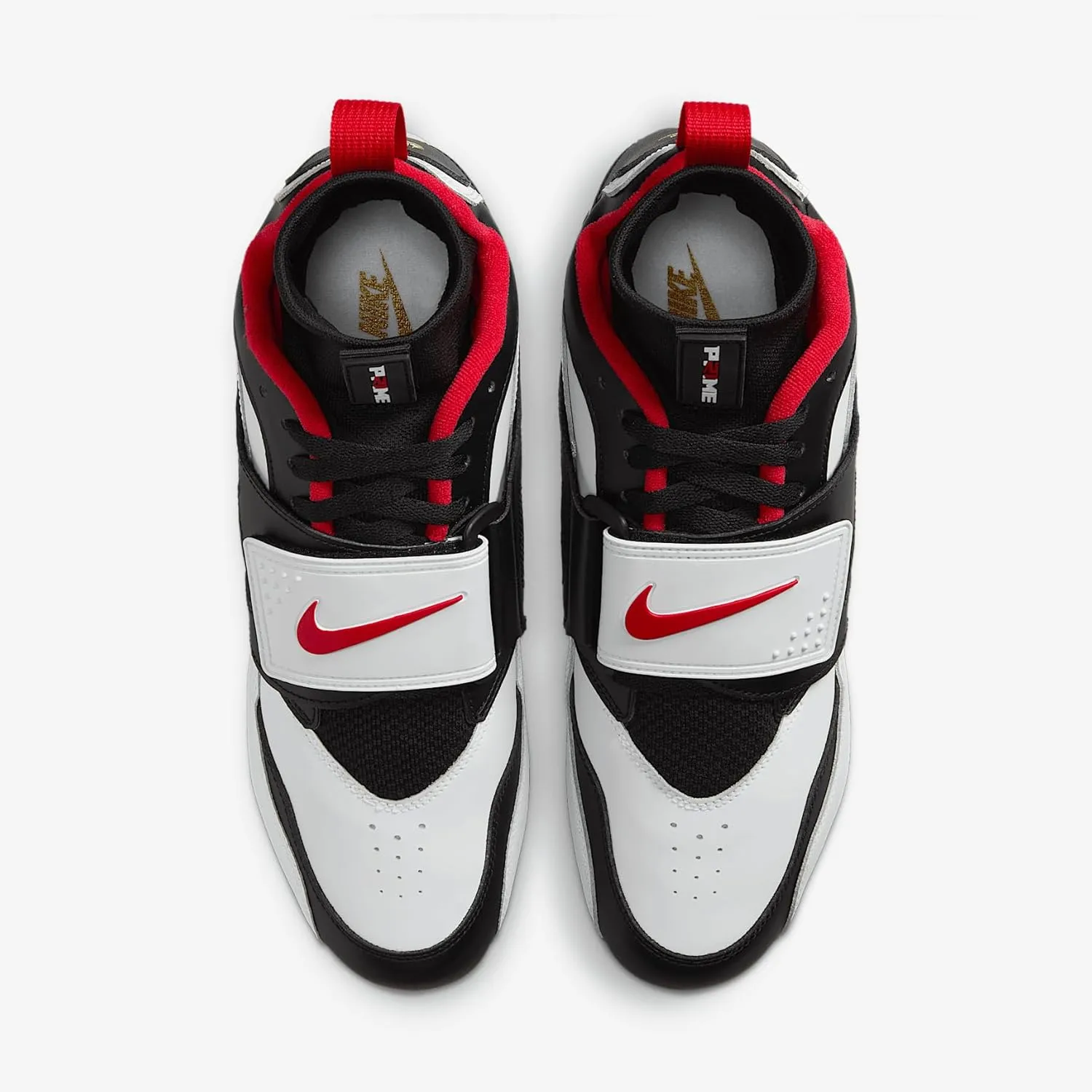 Nike Diamond Turf 93 TD Football Shoes (HF5298-100, White/Black/Metallic Gold/Fire Red)