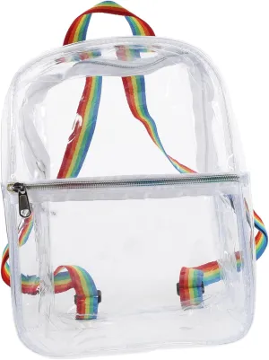 NOLITOY Small Clear Backpack for Transparent Double Shoulder Bag with Colorful Straps Stadium Approved Clear Bag for Concerts and Events