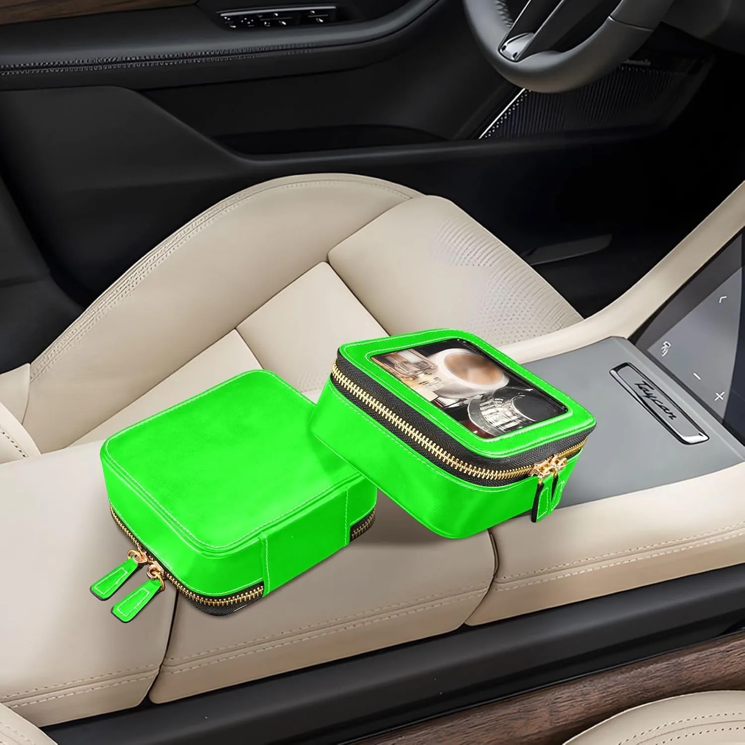 ODAWA Lime Clear Toiletry Bag Transparent Travel Cosmetic Makeup Case Clear Makeup Bag for Car