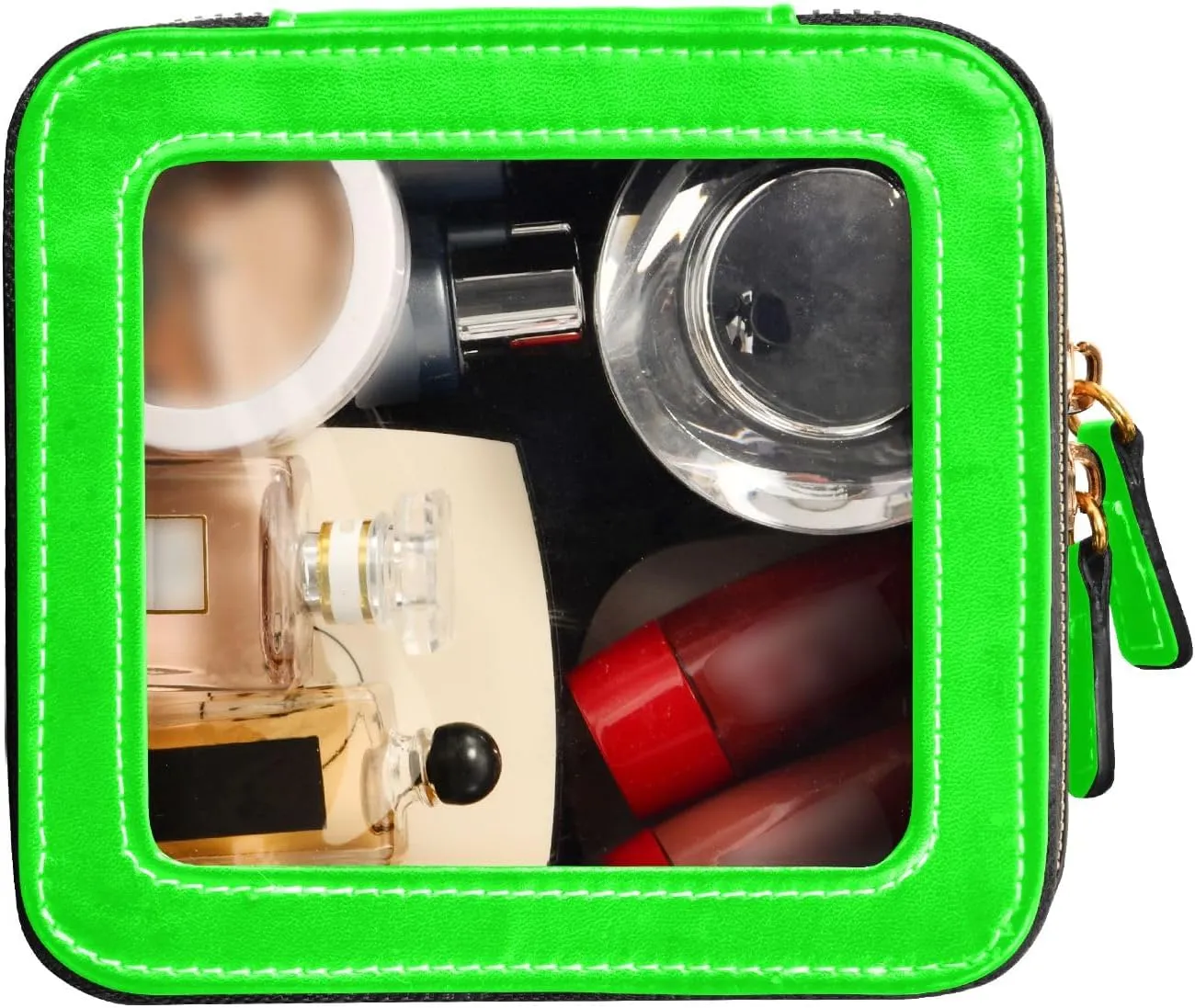 ODAWA Lime Clear Toiletry Bag Transparent Travel Cosmetic Makeup Case Clear Makeup Bag for Car