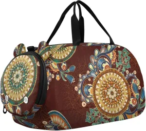 Ornamental Colored Floral Doodles Duffel Bags for Boys Small Gym Bags for Teens Dance Bag for Girls