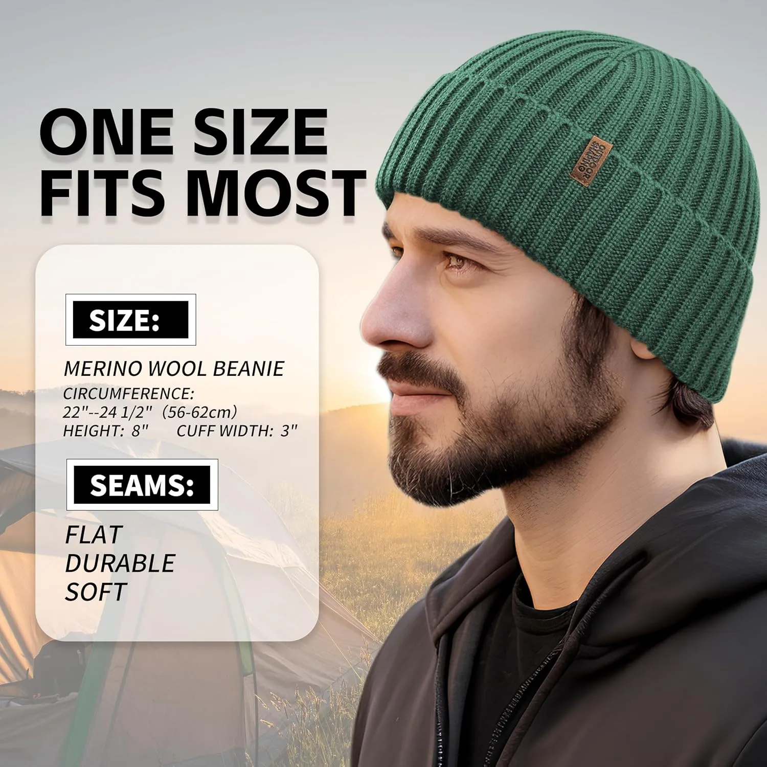 OUTDOOR SHAPING Merino Wool Beanie for Men & Women, Unisex Daily Cuffed Plain Knit Hat, Soft Warm Winter Hat