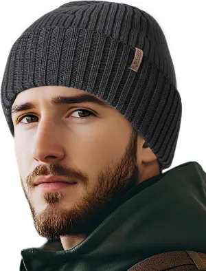 OUTDOOR SHAPING Merino Wool Beanie for Men & Women, Unisex Daily Cuffed Plain Knit Hat, Soft Warm Winter Hat