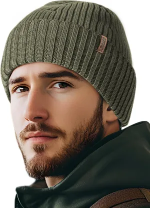 OUTDOOR SHAPING Merino Wool Beanie for Men & Women, Unisex Daily Cuffed Plain Knit Hat, Soft Warm Winter Hat