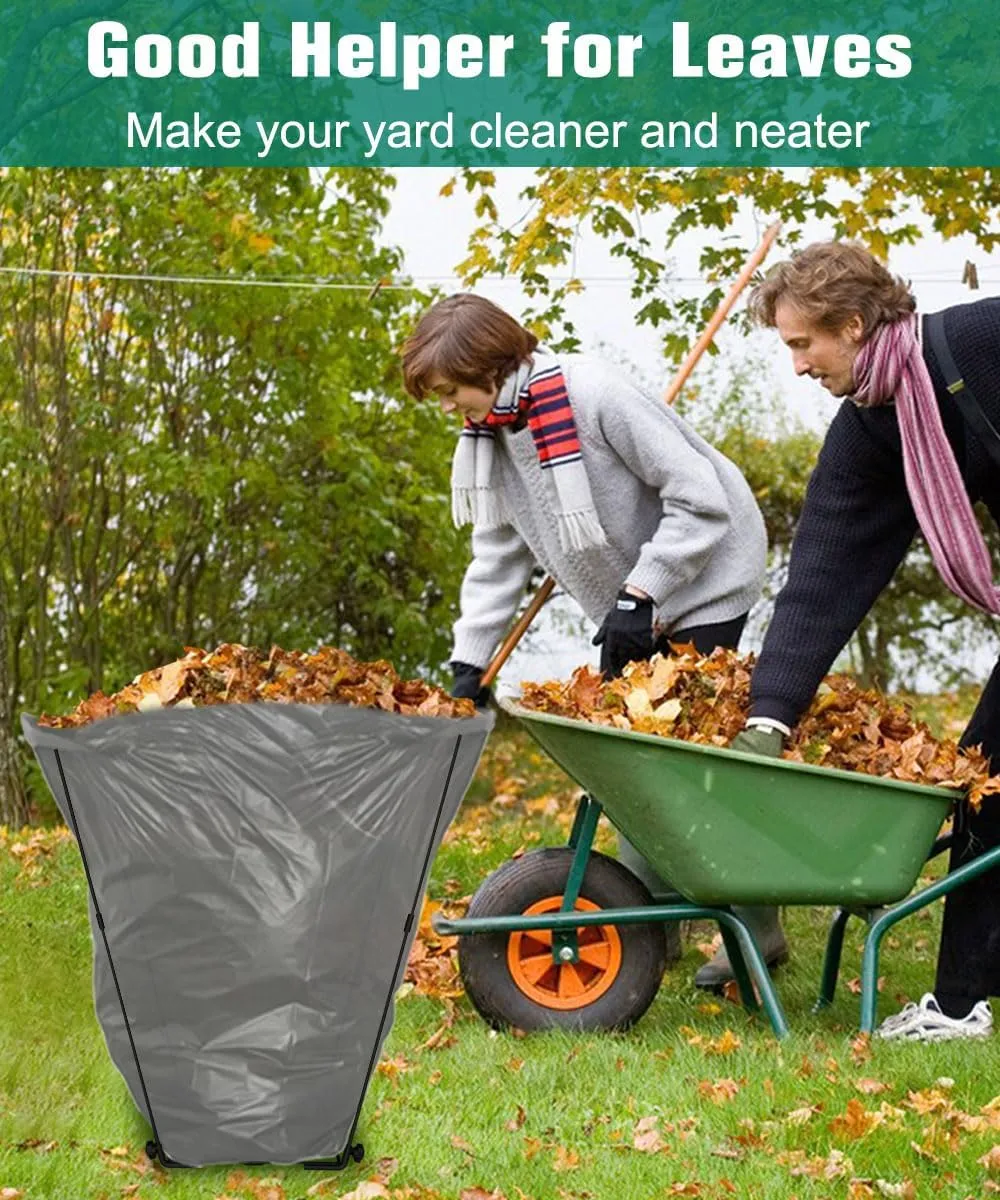 Outdoor Trash Bag Holder Stand - Heavy Duty Metal Garden Garbage Bag Support Frame for 30-45 Gallon Capacity, Multi-Use Portable Yard Leaf Bag Stand for Leaves, Camping, Weeding, Lawn Party