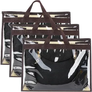 Outgeek 3PCS Purse Storage Bag Organization Purse Dust Bag Organizer Clear Plastic Lightweight Protective Waterproof Handbag Protector (3PCS Coffee - 3*XL)
