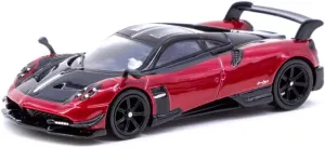Pagani Huayra BC Rosso Dubai Red Metallic and Black with Silver Stripes Global64 Series 1/64 Diecast Model Car by Tarmac Works T64G-TL014-RE