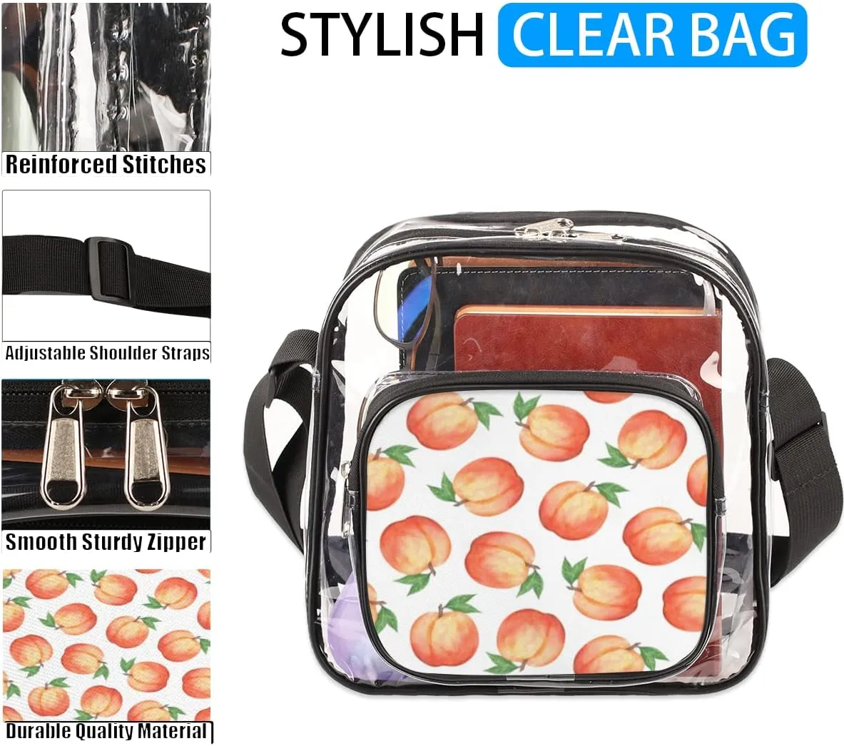 Paw Print Cute Cartoon Dog Clear Crossbody Bag Clear Messenger Bag Shoulder Bags Clear Purse Stadium Approved