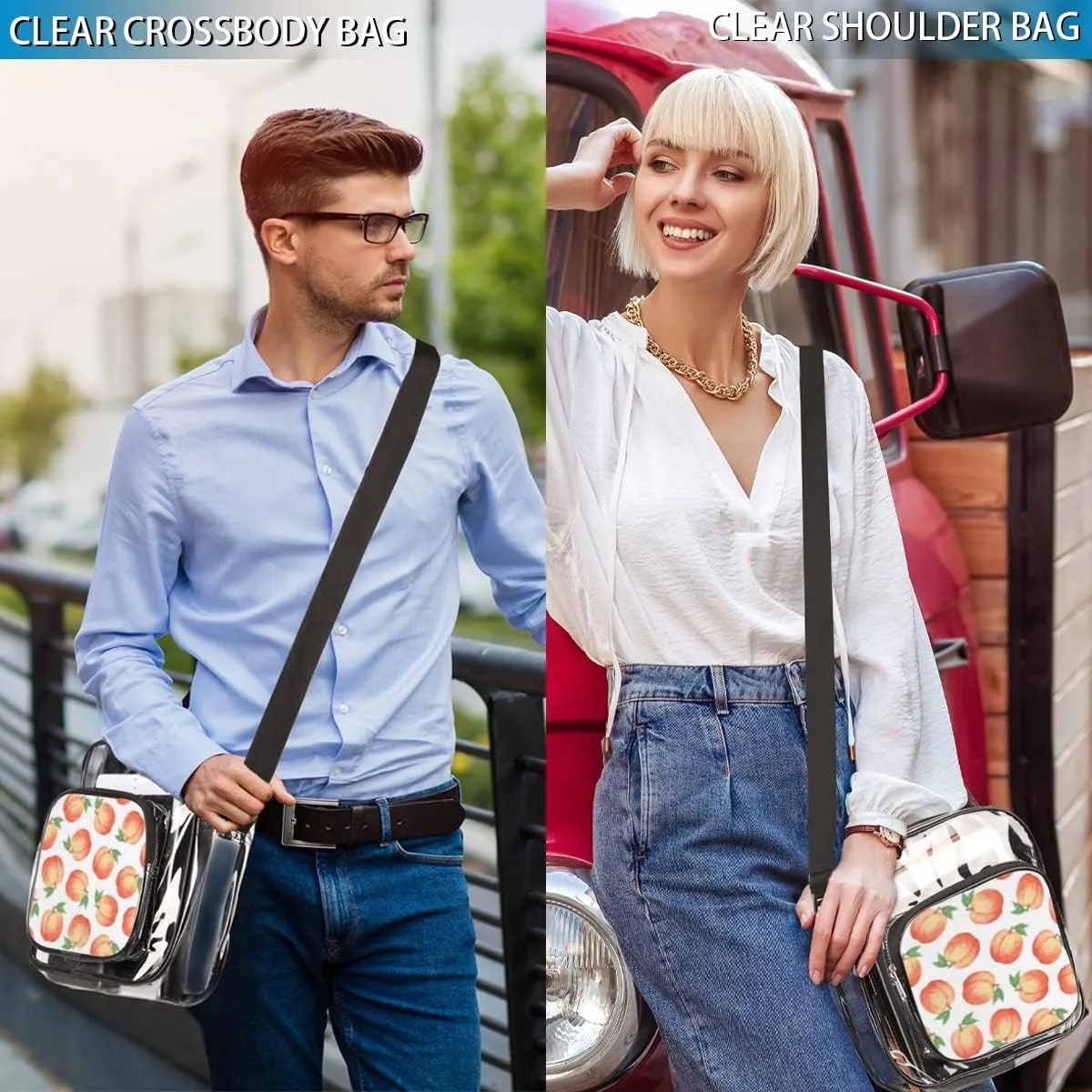 Paw Print Cute Cartoon Dog Clear Crossbody Bag Clear Messenger Bag Shoulder Bags Clear Purse Stadium Approved