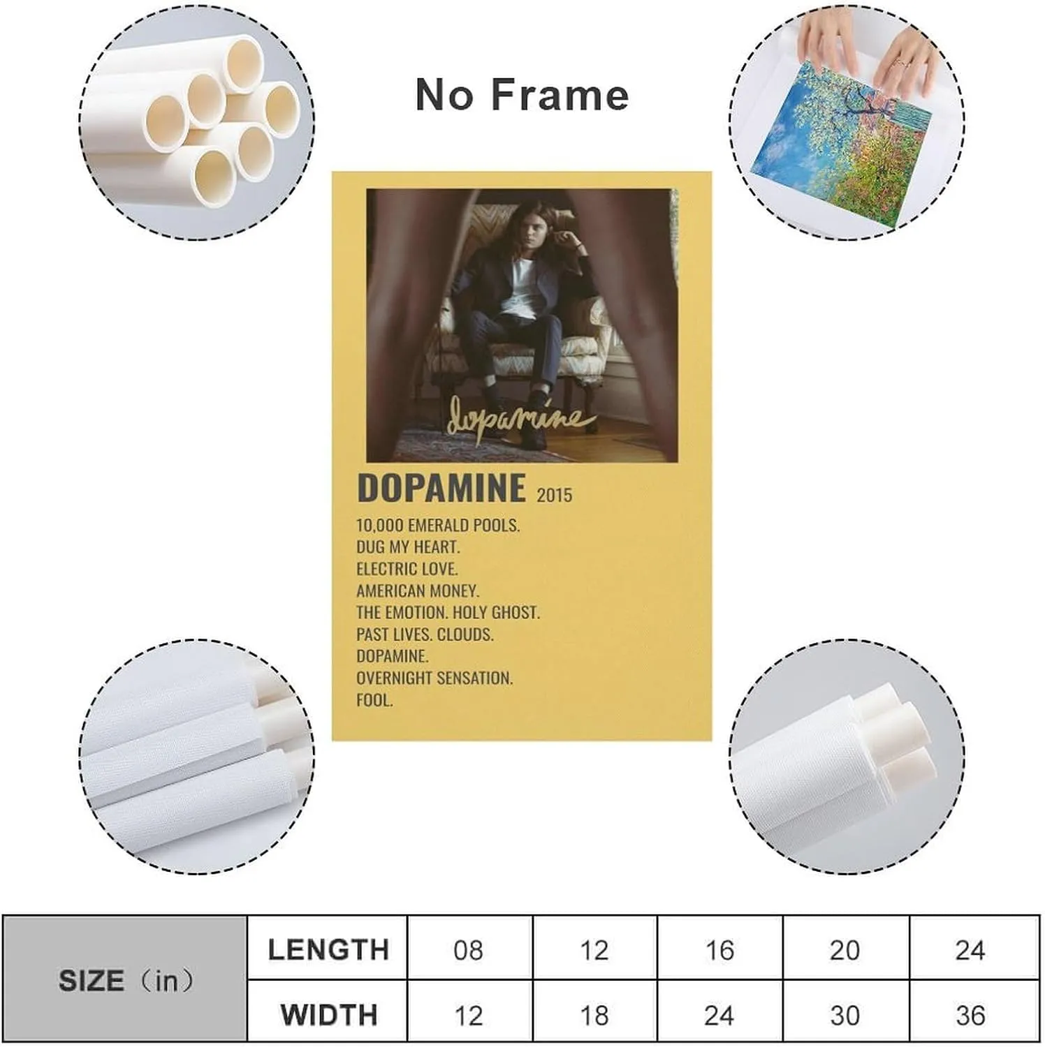 PFFLKPL Dopamine - BØRNS 2015 Canvas Poster Bedroom Decor Sports Landscape Office Room Decor Gift Unframe-style20x30inch(50x75cm)