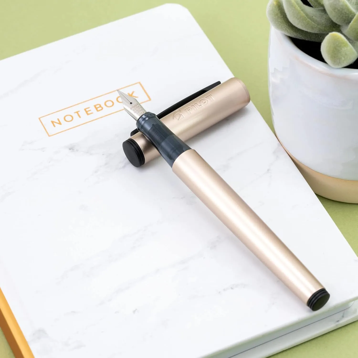 PILOT Explorer Lightweight Fountain Pen in Gift Box; Gold Barrel, Medium Nib (16916)