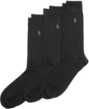 POLO RALPH LAUREN Merino Wool Dress Crew Socks - 3 Pair Pack - Breathable Wool & Heel-toe Reinforcement