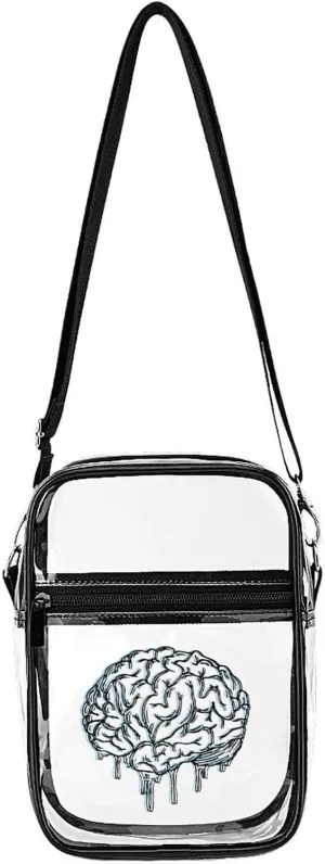 Pop Art Brain Clear Crossbody Bag with Adjustable Shoulder Strap PVC Clear Purse Bags Stadium Approved for Concerts Sports Festivals