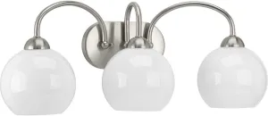 Progress Lighting P300086-009 Carisa Three-Light Bath, Brushed Nickel