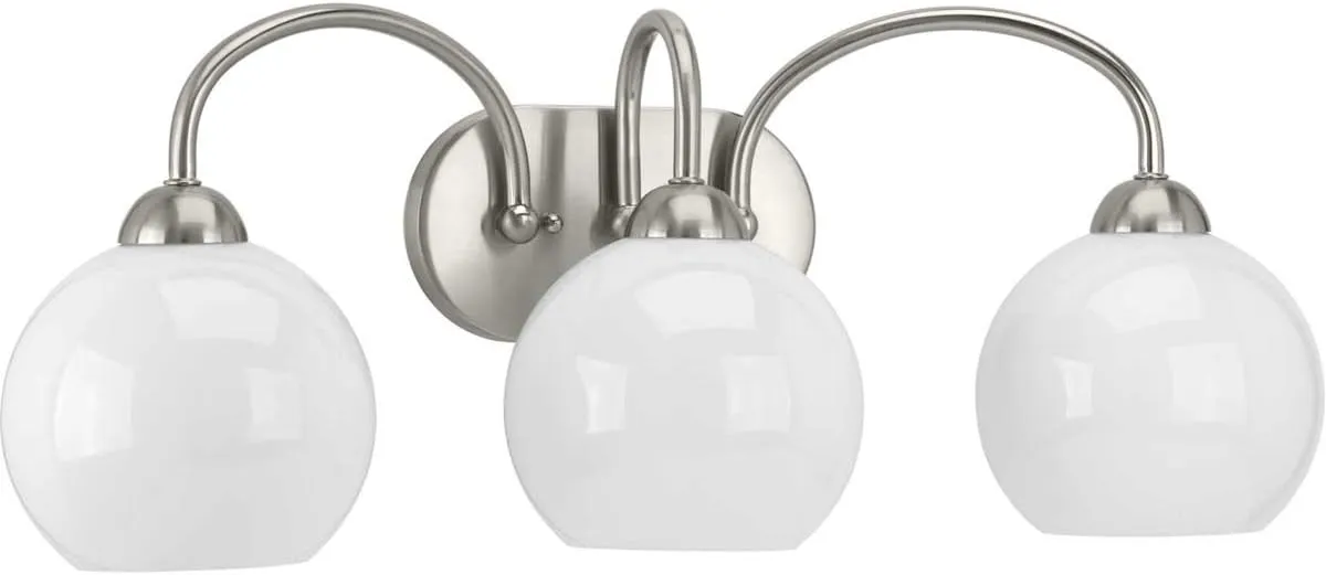 Progress Lighting P300086-009 Carisa Three-Light Bath, Brushed Nickel