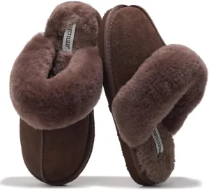 Project Cloud Shearling Slippers for Women Footwear - Genuine Suede Clogs Non-Slip Indoor/Outdoor Scuff Womens Slippers with Memory Foam Insole (Henka)