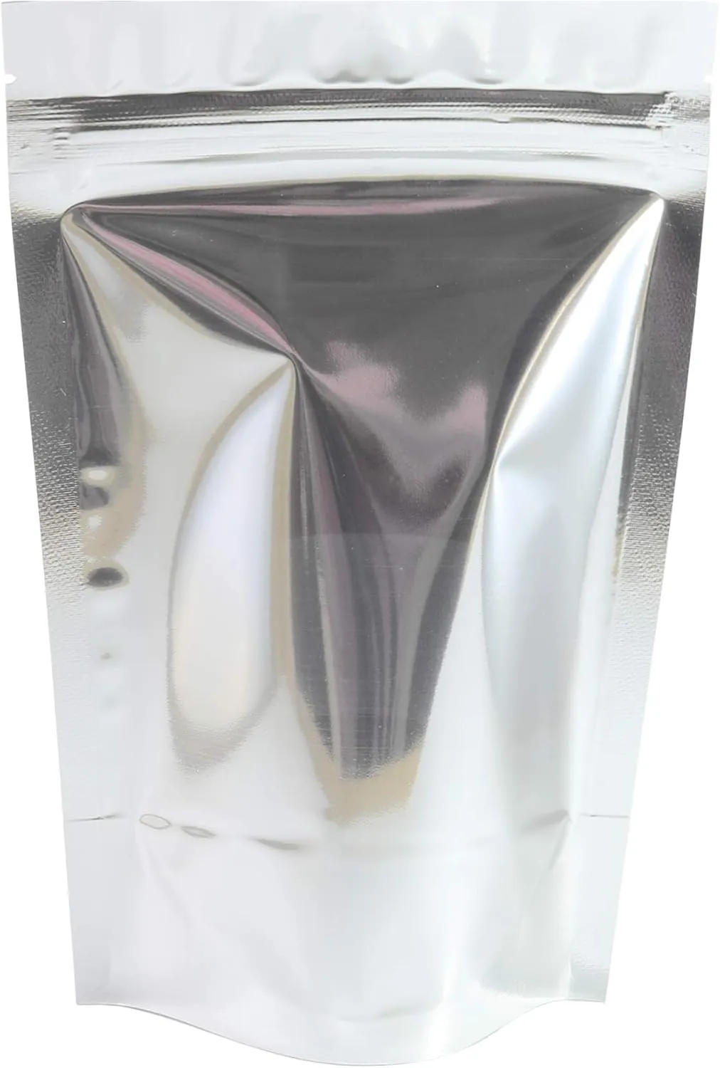 QQ Studio 100 Shiny Colored Aluminum Mylar Foil Clear Window Reclosable QuickQlick™ Stand-Up Bags (4.25" x 6.25", Silver)
