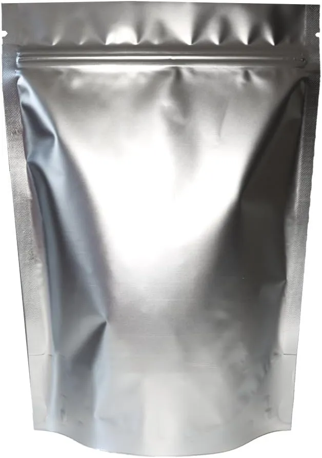 QQ Studio 100PCS Matte Double-Sided Colored Stand-Up Resealable QuickQlick™ Bags (12x18cm (4.7x7.1"), Silver)
