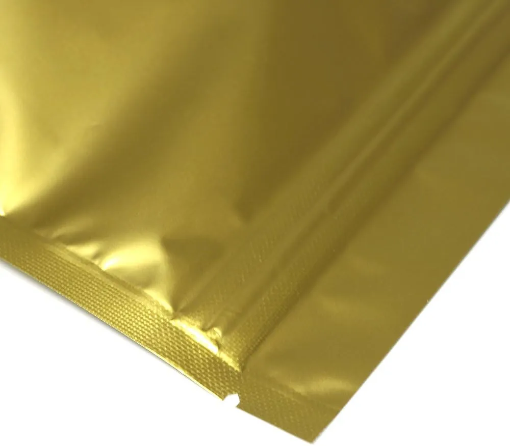 QQ Studio 100PCS Matte Double-Sided Colored Stand-Up Resealable QuickQlick™ Bags (14x20cm (5.5x7.9"), Gold)