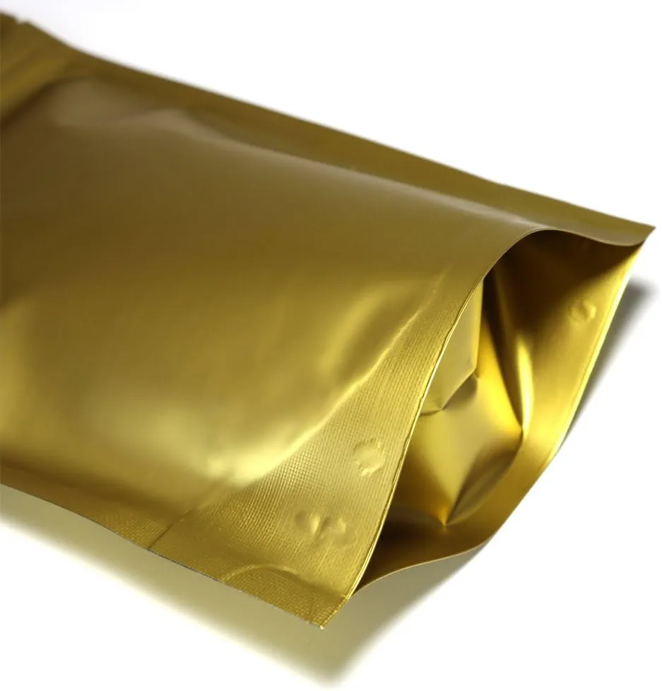 QQ Studio 100PCS Matte Double-Sided Colored Stand-Up Resealable QuickQlick™ Bags (14x20cm (5.5x7.9"), Gold)