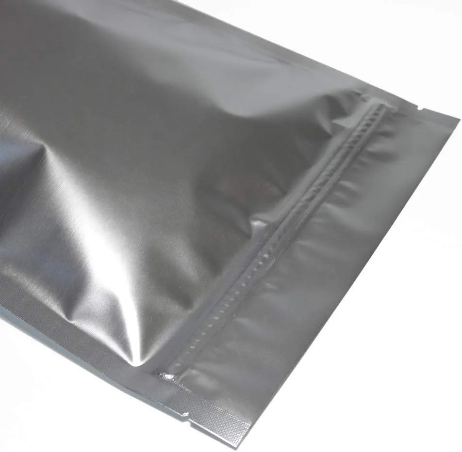 QQ Studio 100PCS Matte Double-Sided Colored Stand-Up Resealable QuickQlick™ Bags (16x22cm (6.3x8.6"), Silver)