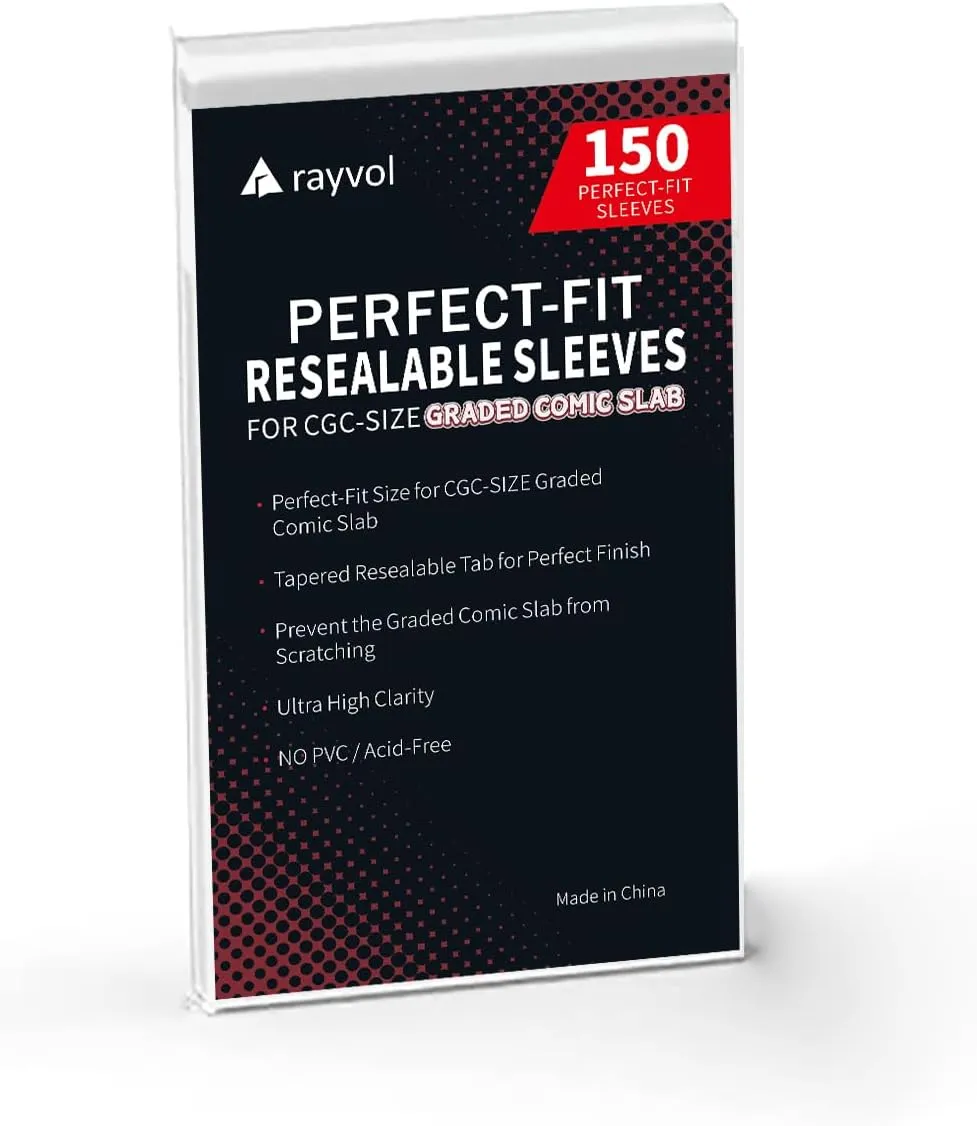 Rayvol Resealable Bags for Graded Comics CGC & CBCS - 9'' x 14'' (150 Count)