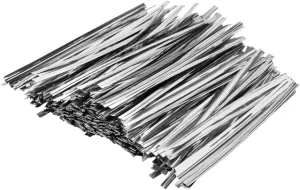 Restaurantware Bag Tek 4 Inch Twist Ties For Treat Bags 500 Durable Coffee Bag Ties - Flexible Metal Wire Inside Silver Plastic Bag Twist Ties Won't Break Or Snap For Bread Bags Or Snack Bags