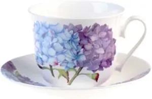 Roy Kirkham Breakfast Cup/Saucer, Hydrangea, Set of 2