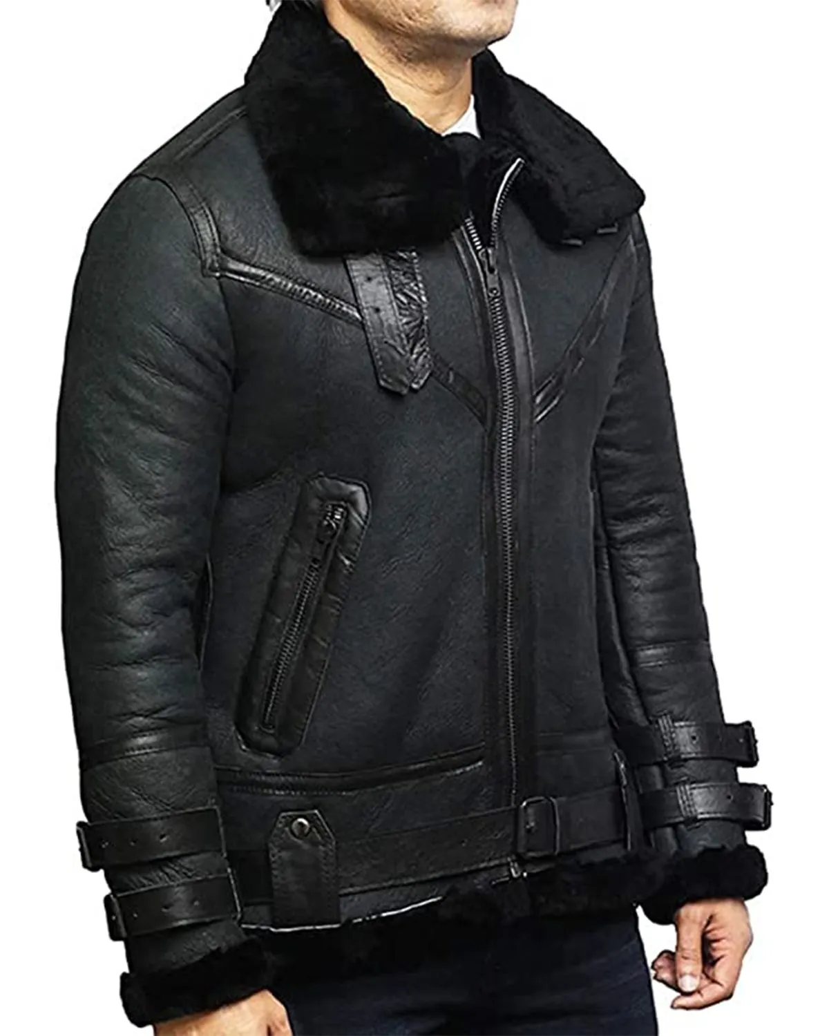 Ruby Mens Black Aviator Jacket